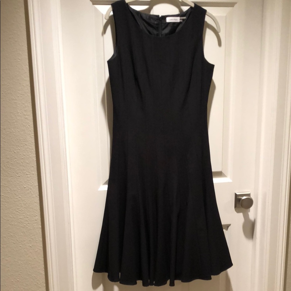 Calvin Klein Black Fit and Flare Midi Dress
